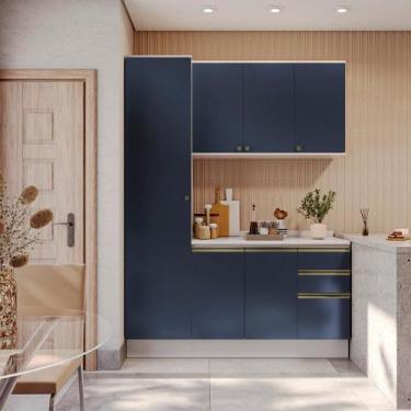 Imagem de Armário de Cozinha Compacta 100% MDF 170cm Branco/Azul Profundo Celest