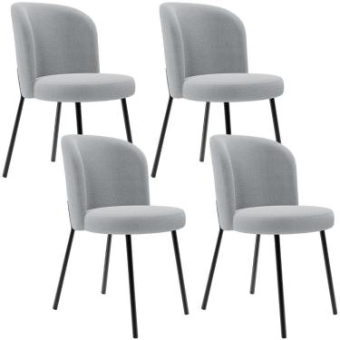 Imagem de Kit 4 Cadeiras Sala De Jantar Estofada Gavi L02 Bouclê Cinza - Lyam Decor