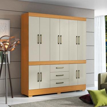 Imagem de Guarda Roupa Roupeiro Mônaco 10 Portas 3 Gavetas Cinamomo Areia Aramóveis