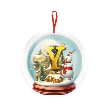 Imagem de Bola De Cristal Amarela De Acrílico Para Decoração De Árvore De Natal,