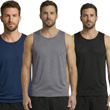 Imagem de KIT 3 Blusa Regata Adulto Maculina Dry Vekyo Fresca Regata Esportiva Masculina Camiseta Respirável-Masculino