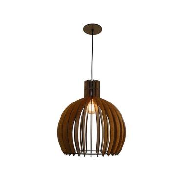 Imagem de Luminária Pendente Ripado 40Cm Mesa Balcão