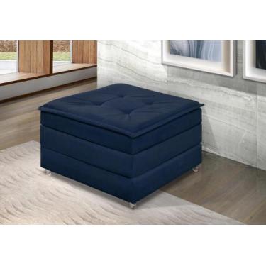 Imagem de Puff Bau Que Vira Cama De Solteiro Estofado Com Rodinha Para Decoração