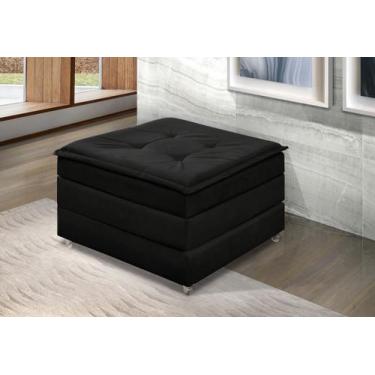 Imagem de Puff Bau Que Vira Cama De Solteiro Estofado Com Rodinha Para Decoração