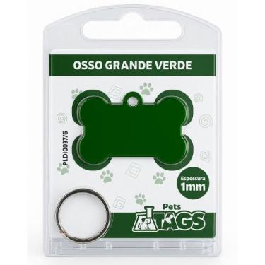 Imagem de Plaquinha de Identificação Personalizada - Osso Verde G - Pets Tags