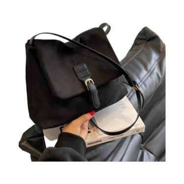 Imagem de Bolsa Transversal Feminina De Couro PU Suede Marrom Vintage De Grande 