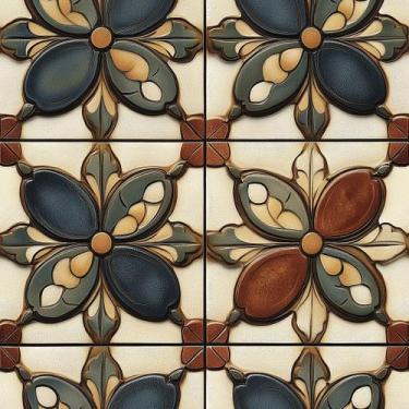 Imagem de Papel de Parede Adesivo Lavável Autocolante Azulejo Flor - 7decorstore