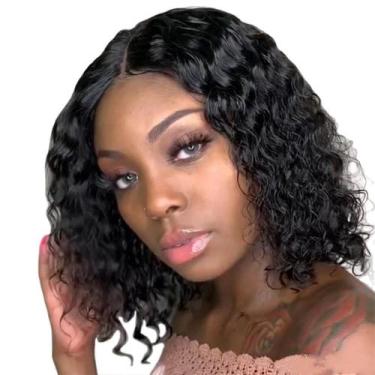 Imagem de Peruca pequena de cabelo encaracolado preta moderna para mulheres - Ge