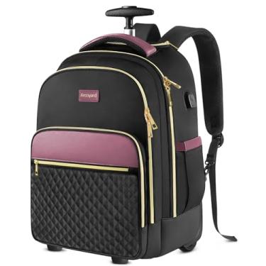 Imagem de Arcoyard Mochila de rodinhas para adultos com rodas, mochila com rodas para mulheres, mochila de viagem com rodinhas, Preto, roxo, 40 liters, Mochila com rodinhas e bagagem de mão