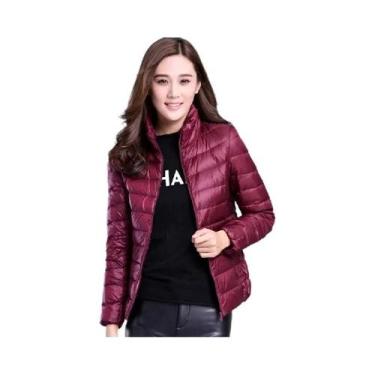 Imagem de Jaqueta Puffer Curta Feminina Com Gola Alta, Leve, Resistente À Água, 