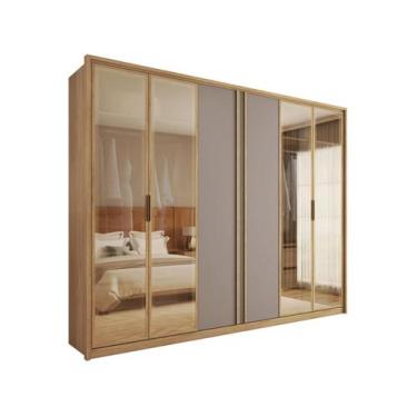 Imagem de Guarda Roupa Casal 6 Portas e 4 Gavetas c/ Vidro Reflecta Cristal Buri