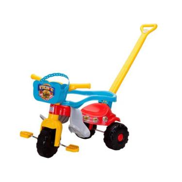 Imagem de Triciclo Infantil Pic-Nic com Empurrador Cestinha - Magic Toys, Azul