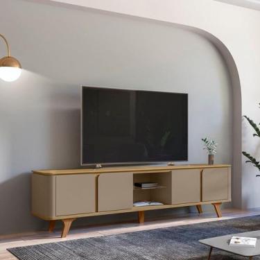 Imagem de Rack para TV até 60 Polegadas MDF 217cm Pés em Madeira Maciça Cantos C