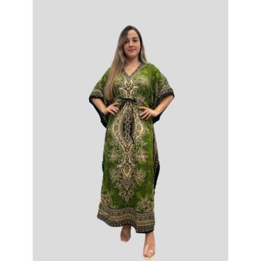 Imagem de Vestido Kaftan Indiano Longo Estampado Plus Size496 - Deeyaa Indiana, 