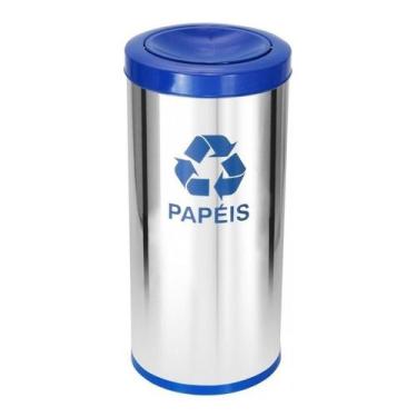 Imagem de Lixeira Em Aço Inox Com Tampa Meia Esfera Pintada 22 Litros - Higipack