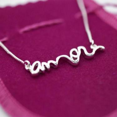 Imagem de Colar Corrente Cordao Amor Folheada A Prata 925 - Papillon Semi Jóias,