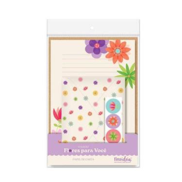 Imagem de Papel de carta 4 unid. Flores para voce Fina Ideia