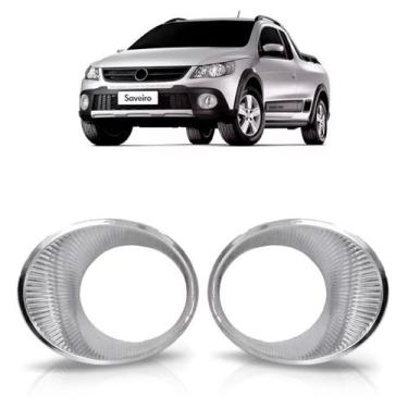 Imagem de Par Aro Farol Milha Auxiliar Saveiro Cross G5 2009 2010 2011 2012 Crom