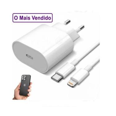 Imagem de Cabo Tipo C Lightning + Fonte Carregador PD 20W Turbo Compatível C/iPh