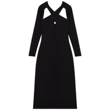 Imagem de Vestido Midi Chá De Mangas Longas Com Recortes Frontais-Feminino