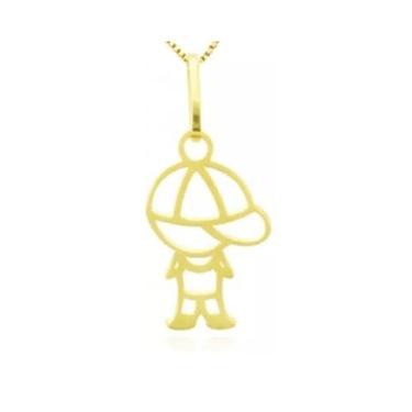 Imagem de Pingente Menino Filho Menino Com Boné Ouro 18k Pequeno 0.2gr 766487 - 