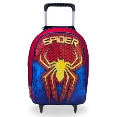 Imagem de Mochila infantil Vermelha e Azul Rodinhas Homem Aranha - Temáticos, Ve