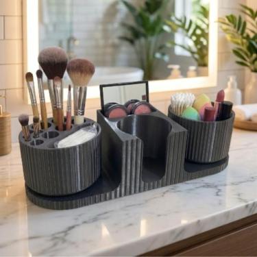 Imagem de Organizador Porta Maquiagem Colorido Pincéis Multifuncional Giratório 