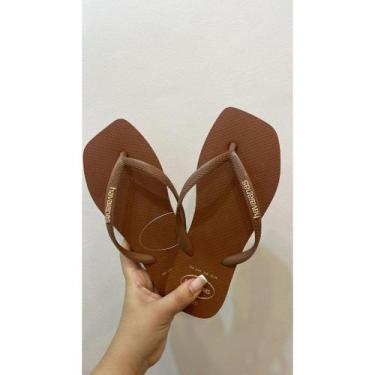 Imagem de Chinelo Clean Square Logo Pop-Up Cor:FerrugemTamanho:33/34 - Havaianas