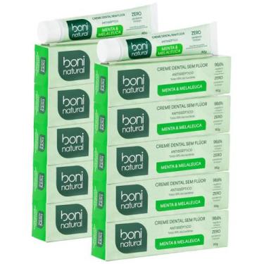 Imagem de Kit 10 Creme Dental Boni Natural Sem Fluor Menta Melaleuca Antisseptic