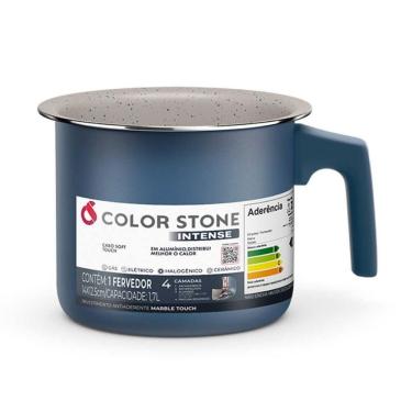 Imagem de Fervedor Leiteira Intense Alumínio Antiaderente 1,7L 14cm Azul Compatível com Lava Louças Euro Home