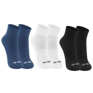Imagem de Kit 3 Pares Meia Esportiva Up Dry Anti Bolha Cano Médio Corrida Bike C