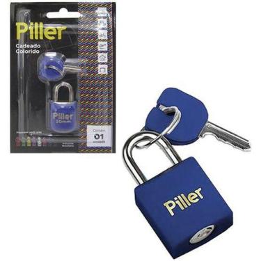 Imagem de Cadeado 20mm Revestido Azul na Cartela - Piller
