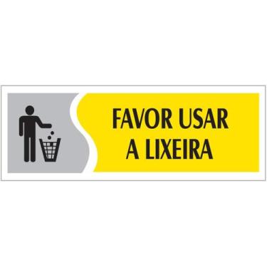 Imagem de Placa - favor usar a lixeira - amarela / em ps 20 x 7cm emplac br