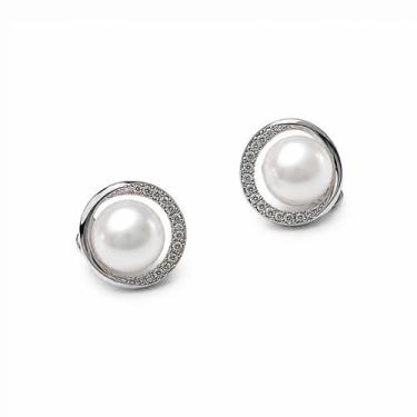 Imagem de Brinco Feminino Elegante com Pérola Branca e Micro Pedras Brilhantes -