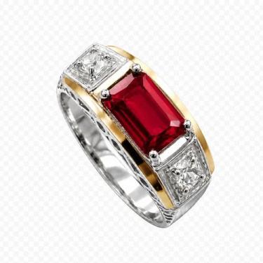 Imagem de Anel Formatura Masculino Prata 925 Aplique Ouro 12k - Maca de Prata Jo