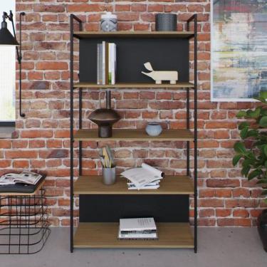 Imagem de Estante com 5 Prateleiras 152cm x 80cm x 33cm com Fundo Yon Marrom/Ver