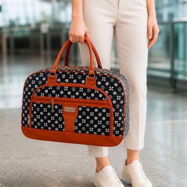 Imagem de Bolsa Sacola Mala de Viagem Couro Sintético Poliester 35cm X 53cm X 18cm Preto Unissex