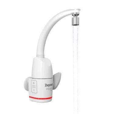 Imagem de Torneira Elétrica Prima Touch Eletrônica 5500W Instalação de Parede com Bica Giratória Branco Zagonel 110V