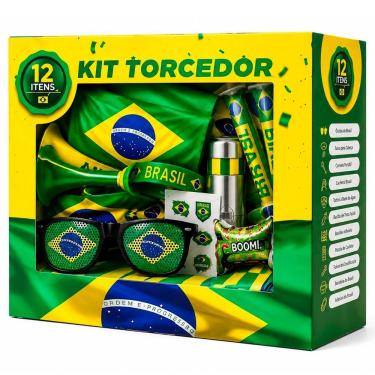 Imagem de Kit Torcedor Brasil Copa do Mundo 2026 Completo 12 Peças Cores Vibrantes Seleção Amarelo