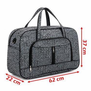 Imagem de Bolsa Sacola Mala de Viagem 62cm Poliéster Couro Sintético Impermeável com Alça Reforçada Modelo Grande Cinza
