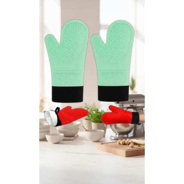 Imagem de Par Luvas Térmicas Silicone Forradas Cozinha 2 Pçs - Congratulations S