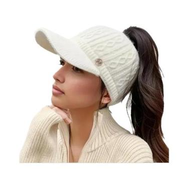 Imagem de Boné De Lã Tricotado Quente Para Adolescentes Femininas, Estilo Outono