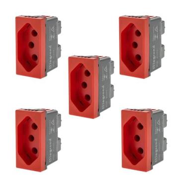 Imagem de Kit 5un Módulo Tomada 2p+t 20a Vermelha Legrand Pial Plus+ Vermelho