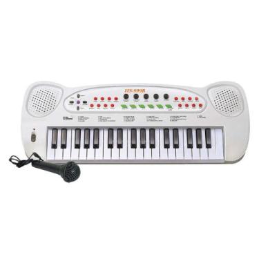 Imagem de Teclado Infantil Eletrônico Microfone Musical - Dm Toys 5386, Branco