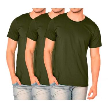 Imagem de Kit 3 Camisetas Masculinas Lisas Algodão Conforto Dia a Dia-Masculino