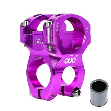 Imagem de Hastes de guidão de bicicleta 35 mm com espaçador ajustável 31,8-25,4 liga de alumínio CNC curto para a maioria das bicicletas, bicicletas de estrada, MTB, BMX, Fixie, ciclismo (roxo)