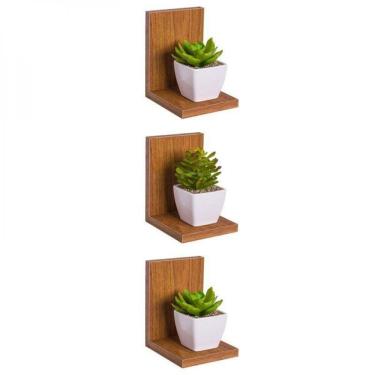 Imagem de Kit 3 Prateleiras Buzios 15 X 12cm Freijó