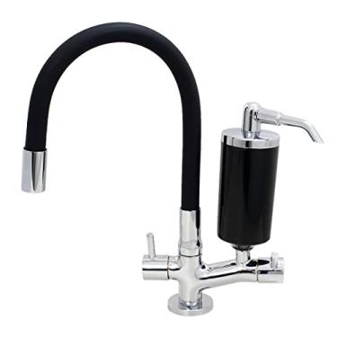 Imagem de Torneira Filtro Cozinha Mesa Flexível Preto Arejador Fixo