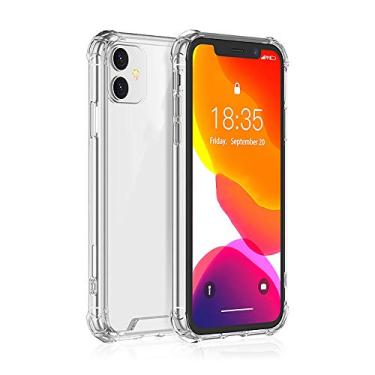 Imagem de Capa para iPhone 11, capa fina híbrida rígida de policarbonato com amortecedor de TPU macio antirriscos, capa transparente para iPhone 11 (5,8 polegadas)