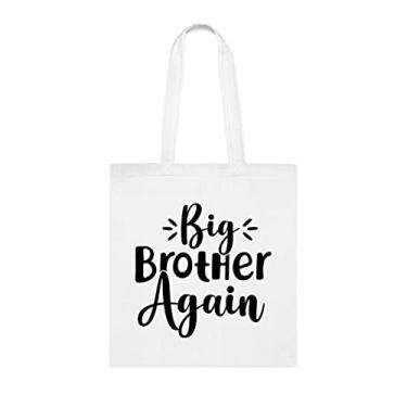 Imagem de Bolsa tote Big Brother Again Big Brother, Big Brother Again Tote bag, irmão, presente para irmão, bolsa de ombro irmão, bolsas reutilizáveis, presente para irmão da irmã e irmão s, Branco